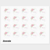 Roze Bloemen Tuin Thee Party Bruiloft Dank u Ronde Sticker (Vel)