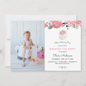 Roze Bloemen Tuin Thee Party Verjaardag Kaart (Voorkant)