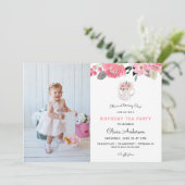 Roze Bloemen Tuin Thee Party Verjaardag Kaart (Staand voorkant)