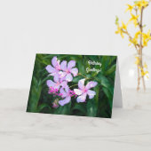 roze bloemen Tuintuin Art Birthday Kaart (Gele Bloem)