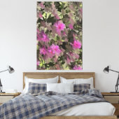 Roze Bloemen Tussen Groen Uitgebreide Canvasprint Canvas Afdruk (Insitu (Slaapkamer))