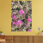 Roze Bloemen Tussen Groen Uitgebreide Canvasprint Canvas Afdruk (Insitu (Woonkamer))