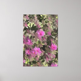 Roze Bloemen Tussen Groen Uitgebreide Canvasprint Canvas Afdruk