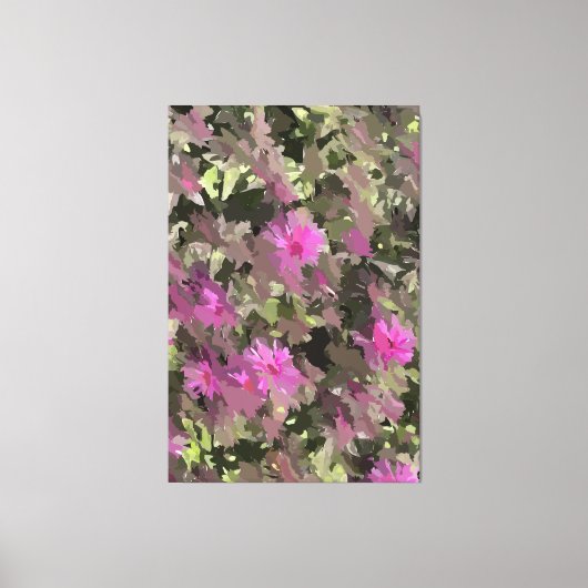 Roze Bloemen Tussen Groen Uitgebreide Canvasprint Canvas Afdruk (Voorkant)