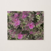 Roze Bloemen Tussen Groene Puzzel (Horizontaal)