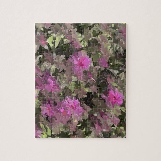 Roze Bloemen Tussen Groene Puzzel (Verticaal)