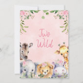 Roze Bloemen Twee wilde safari dieren 2e verjaarda Kaart (Achterkant)