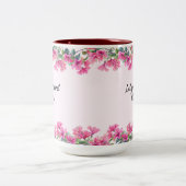 Roze bloemen tweekleurige koffiemok (Center)