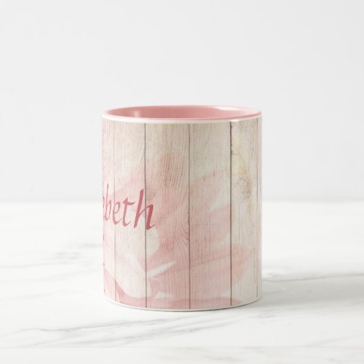 Roze bloemen tweekleurige koffiemok (Center)