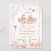 Roze Bloemen Tweeling Ballerina Tutu Baby Meisje Kaart (Voorkant)