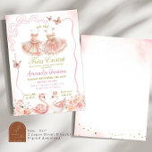 Roze Bloemen Tweeling Ballerina Tutu Baby Meisje Kaart