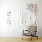 Roze bloemen tweeling meisjes 1e verjaardag doop l wandkleed (In Situ (horizontaal))