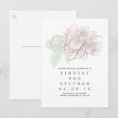 Roze Bloemen Typografie Elegant Save the Date Aankondigingskaart (Voorkant / Achterkant)