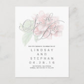 Roze Bloemen Typografie Elegant Save the Date Aankondigingskaart (Voorkant)