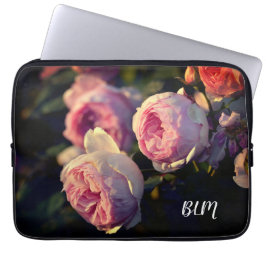 Roze bloemen uit de tuin laptop sleeve