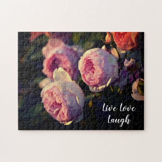 Roze bloemen uit de tuin legpuzzel (Horizontaal)