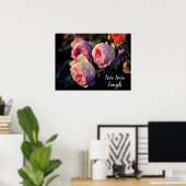 Roze bloemen uit de tuin poster (Thuiskantoor)