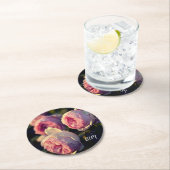 Roze bloemen uit de tuin ronde kartonnen onderzetter (Insitu)