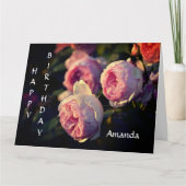 Roze bloemen uit de tuin van de geboorte kaart (Voorkant)