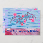 Roze bloemen  Uitnodiging (Voorkant / Achterkant)