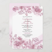 Roze bloemen Uitnodiging (Voorkant / Achterkant)