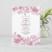 Roze bloemen Uitnodiging (Staand voorkant)