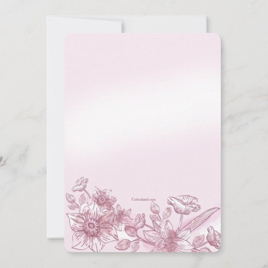 Roze bloemen Uitnodiging (Achterkant)