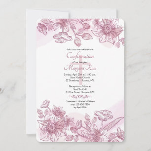 Roze bloemen Uitnodiging