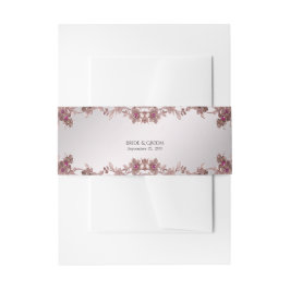 Roze Bloemen Uitnodiging Buikband Uitnodigingen Wikkel