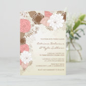 - roze bloemen - Uitnodiging voor een lentetop (Staand voorkant)