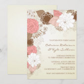 - roze bloemen - Uitnodiging voor een lentetop (Voorkant / Achterkant)