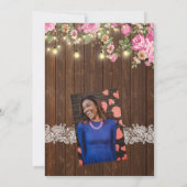 Roze Bloemen Uitnodiging Voor Feestje (Achterkant)