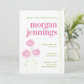 Roze bloemen uitnodigingen (Staand voorkant)