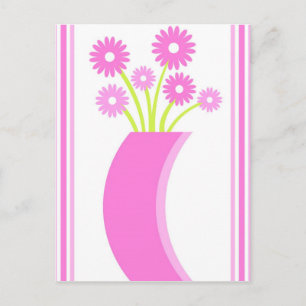 Roze bloemen vaas - Briefkaart