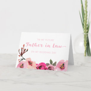Roze Bloemen Vader in de wet Trouwdag Kaart