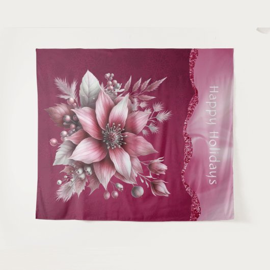 Roze Bloemen Vakantie achtergrond Wandkleed (Voorkant (horizontaal))