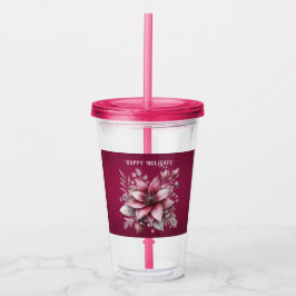 Roze Bloemen Vakantie Acryl Tumbler Acryl Drinkbeker