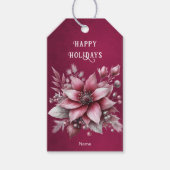 Roze Bloemen Vakantie Gift Label Cadeaulabel (Voorkant)