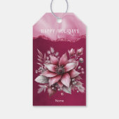 Roze Bloemen Vakantie Gift Label Cadeaulabel (Achterkant)