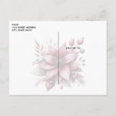 Roze Bloemen Vakantie Kerst Briefkaart (Achterkant)