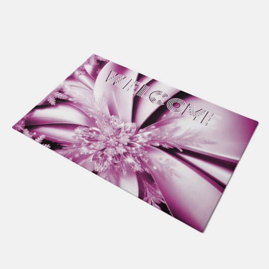 Roze Bloemen Vakantie Kerstmis Deurmat (Schuin)