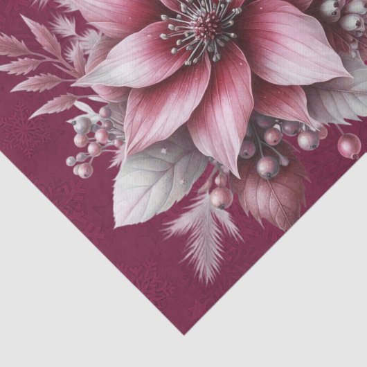 Roze Bloemen Vakantie Tissue Paper Tissuepapier (Detail)