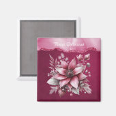 Roze Bloemen Vakantiemagnet Magneet (Voorkant / Achterkant)