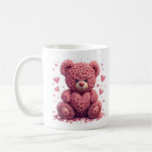 Roze Bloemen Valentijn Teddy Bear Koffiemok (Links)