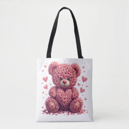 Roze Bloemen Valentijn Teddy Bear Tote Bag