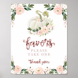 Roze Bloemen Vallen Pompoen Baby Shower Favoren Bo Poster