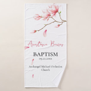 Roze Bloemen Vallende Bloemblaadjes Orthodox Doops Badhanddoek