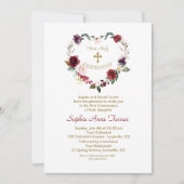 Roze Bloemen van Bourgondië Goud Eerste Heilige Co Kaart (Voorkant)