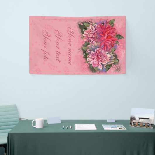 Roze bloemen van Dahlia Spandoek (Beurs)