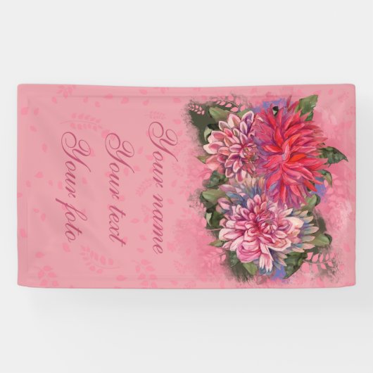 Roze  bloemen van Dahlia Spandoek (Horizontaal)